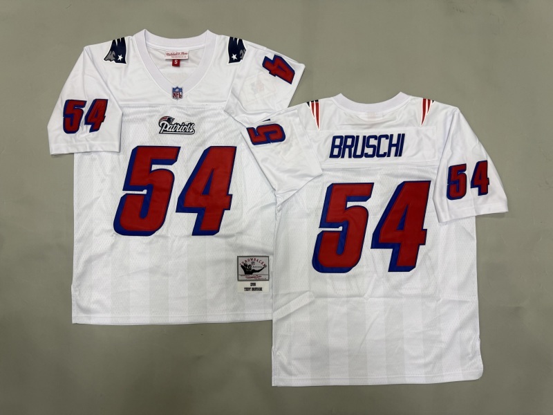 Men 2025 New England Patriots #54 Bruschi white Throwback Limited NFL Jersey style 002